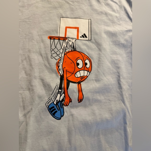 Adidas Light light Blue Basketball Regular Fit Tee EC - Picture 2 of 4